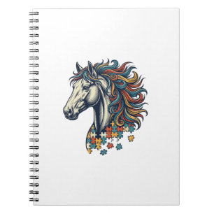 Colorful Horse Puzzle Piece Vintage Engraving T-Sh Notebook