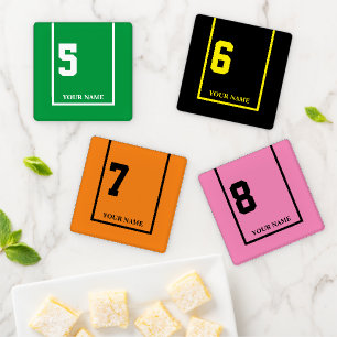 Colorful Horse Racing Numbers 5-8 Personalized Coaster Set