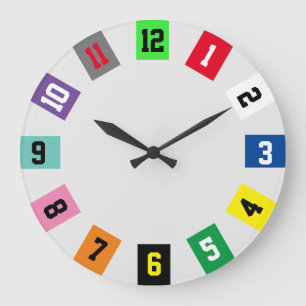 Colorful Horse Racing Numbers Saddle Blanket Large Clock