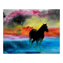 Colorful Horse Running in Water Poster