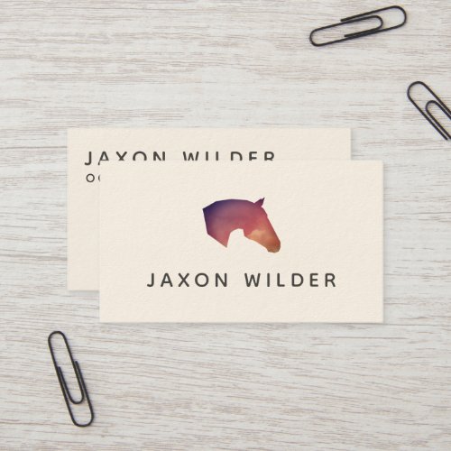 Colorful Horse Silhouette Cloud Watercolor Minimal Business Card