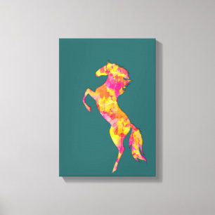 Colorful Horse silhouette Flames Abstract Elegant Canvas Print