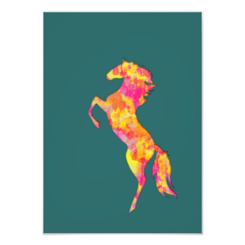 Colorful Horse silhouette Flames Abstract Elegant Photo Print