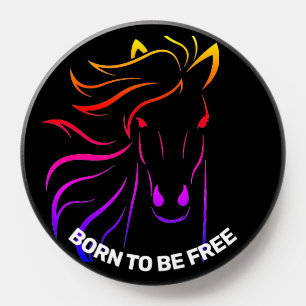 Colorful Horse Silhouette on Black PopSocket