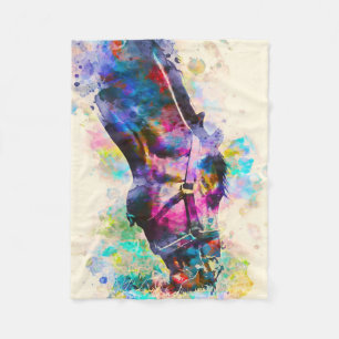 Colorful Horse Watercolor Art Print Gift Lovers Fleece Blanket