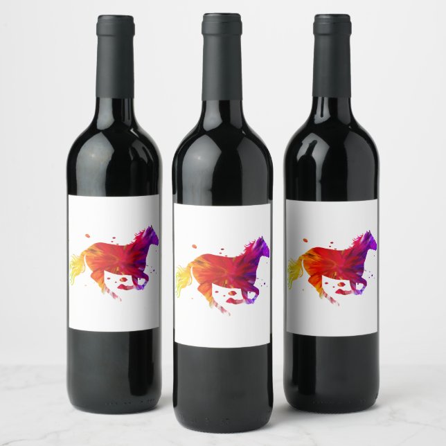 Colorful Horse Wine Label (Bottles)