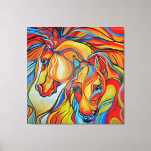 Colorful Horses Abstract Art Canvas Print