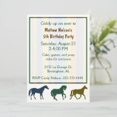 Colorful Horses Birthday Invitation (Standing Front)