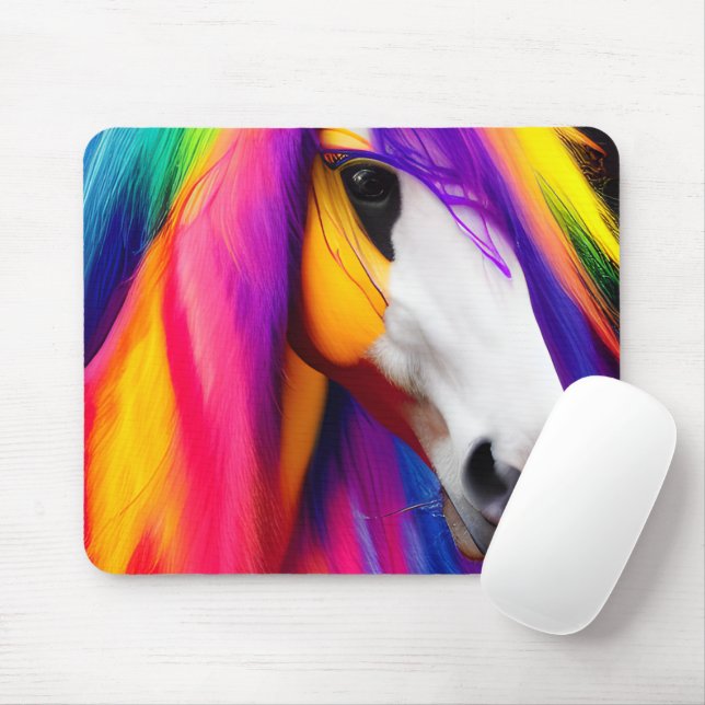 Colorful Horses Mouse Pad (With Mouse)