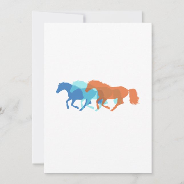 Colorful Horses Running Invitation (Front)