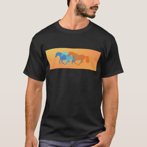 Colorful Horses Running T_Shirt