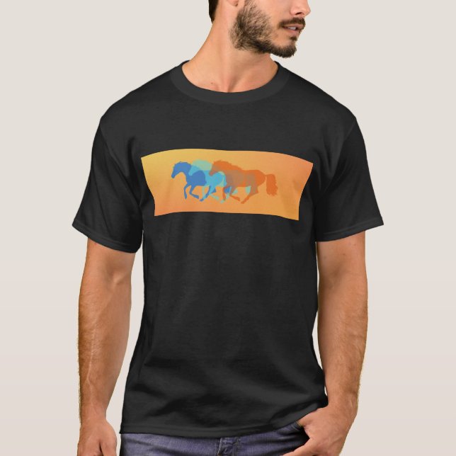 Colorful Horses Running T-Shirt (Front)