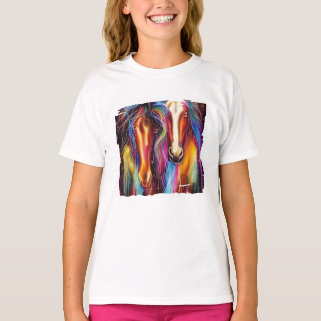 Colorful horses  T-Shirt (Front)