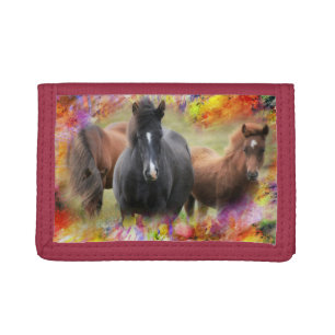 Colorful Horses Trifold Wallet
