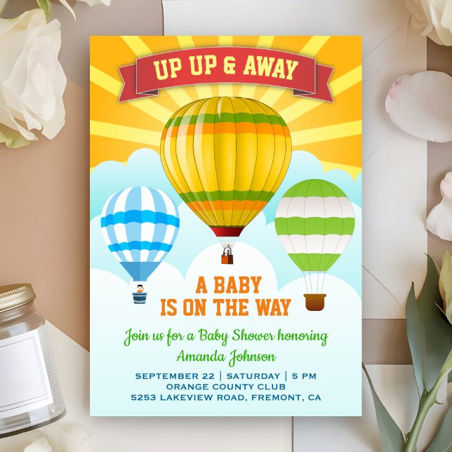 Colorful Hot Air Balloon Baby Shower Invitation (Creator Uploaded)