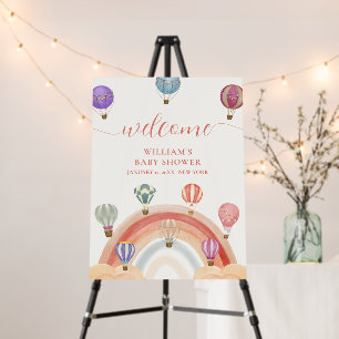 Colorful Hot Air Balloon Baby Shower Welcome Sign