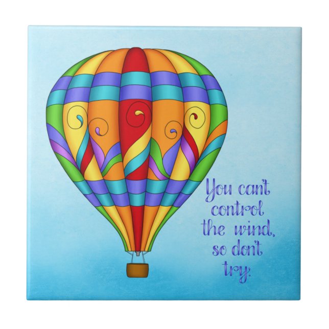 Colorful Hot Air Balloon Ceramic Tile (Front)