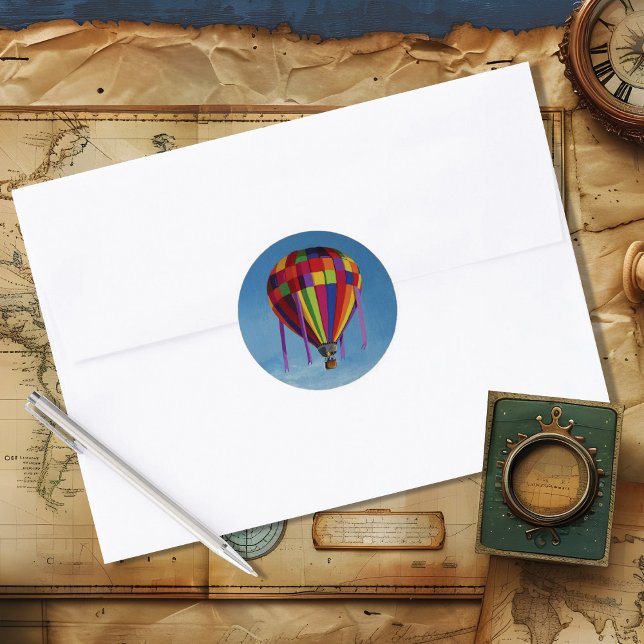 Colorful Hot Air Balloon Classic Round Sticker (Creator Uploaded)