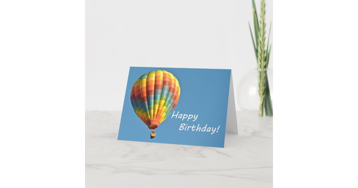 Colorful Hot Air Balloon Happy Birthday Card | Zazzle