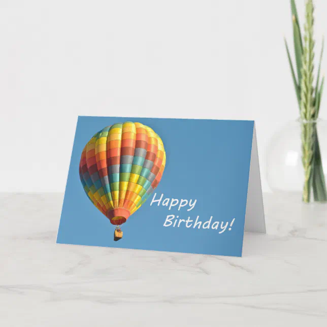 Colorful Hot Air Balloon Happy Birthday Card | Zazzle