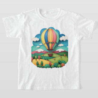 Colorful Hot Air Balloon Landscape Graphic T-Shirt