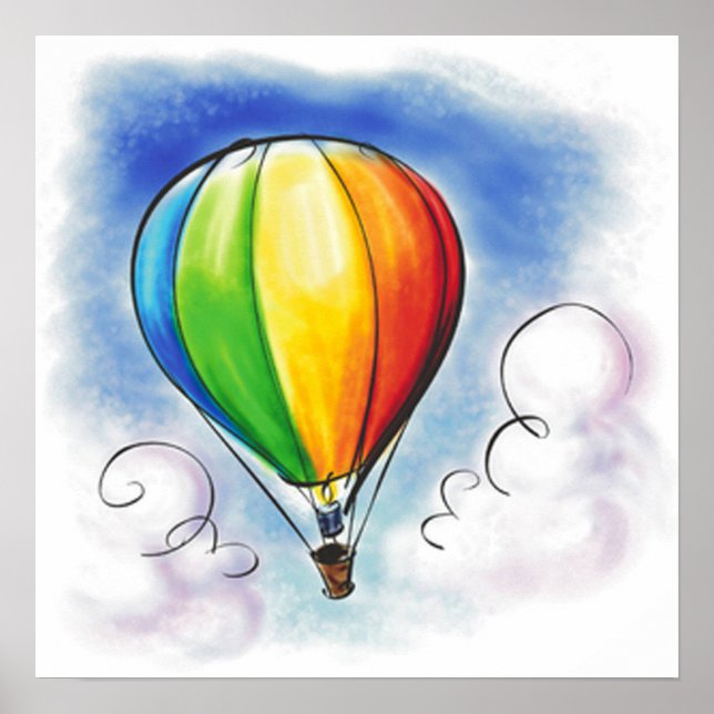 Colorful Hot air Balloon paint poster (Front)