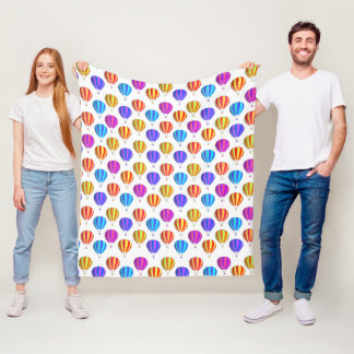 Colorful Hot Air Balloon Pattern Fleece Blanket