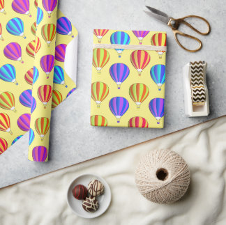 Colorful Hot Air Balloon Pattern Wrapping Paper