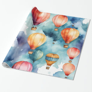Colorful Hot Air Balloon Pattern Wrapping Paper