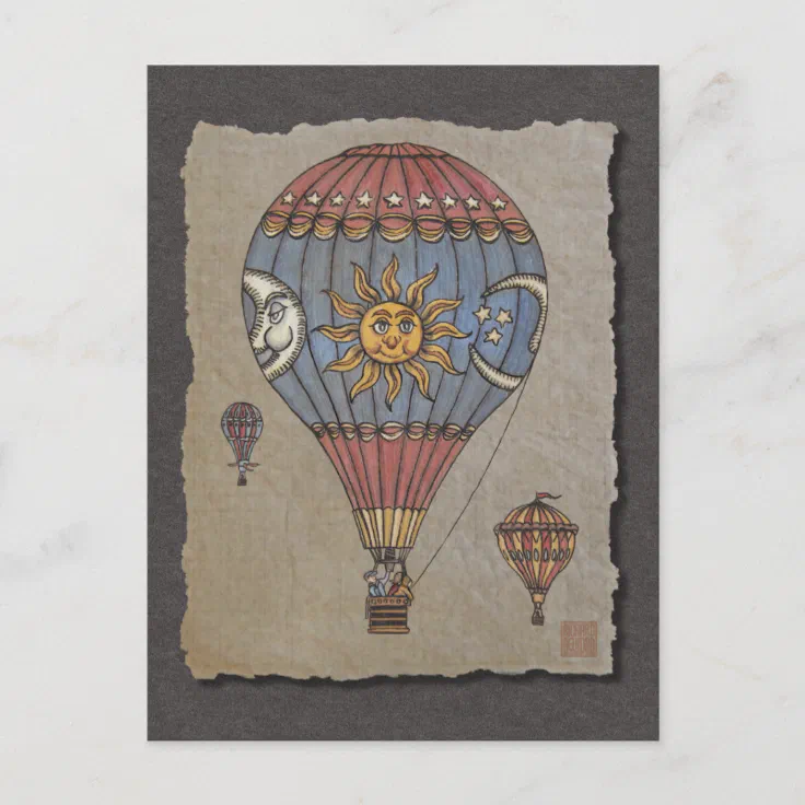 Colorful Hot Air Balloon Postcard | Zazzle