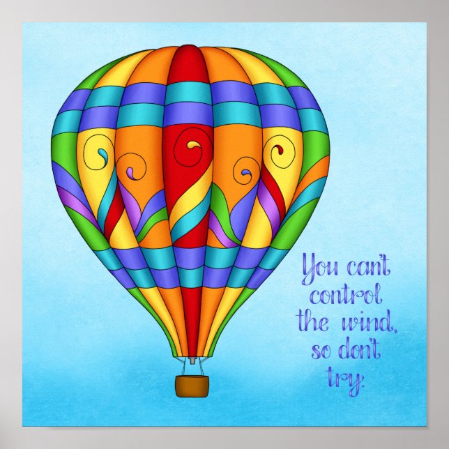 Colorful Hot Air Balloon Poster (Front)