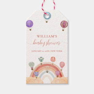 Colorful Hot Air Balloon Rainbow Baby Shower  Gift Tags