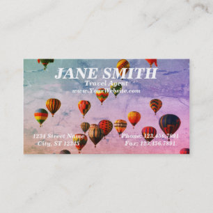 Colorful Hot Air Balloon Travel Theme Business Card