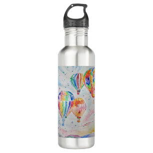 Colorful Hot Air Balloon Watercolor Art Design Stainless Steel Water Bottle