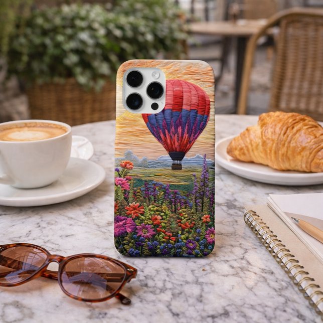 Colorful Hot Air Balloon Wildflower sunset iPhone Case (Creator Uploaded)