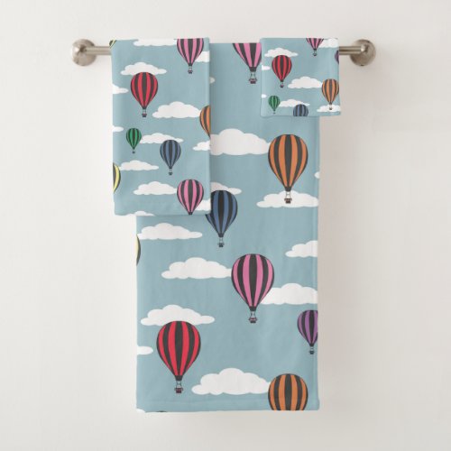 Colorful hot air balloons bath towel set