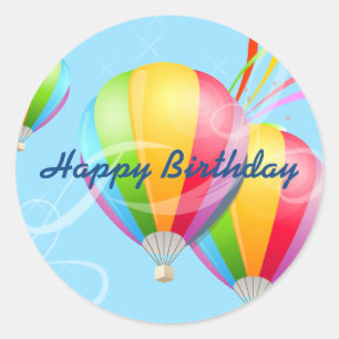 Colorful Hot Air Balloons Birthday Sticker