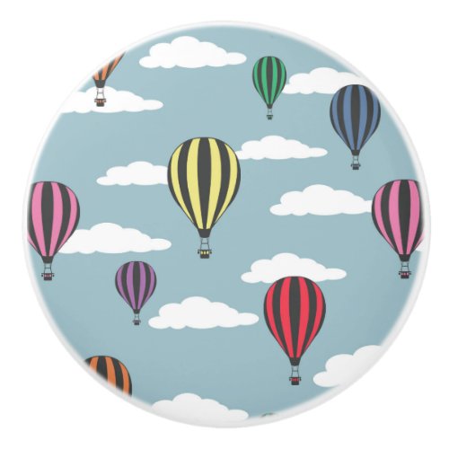 Colorful hot air balloons ceramic knob