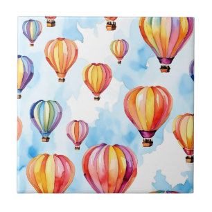 Colorful Hot Air Balloons Ceramic Tile