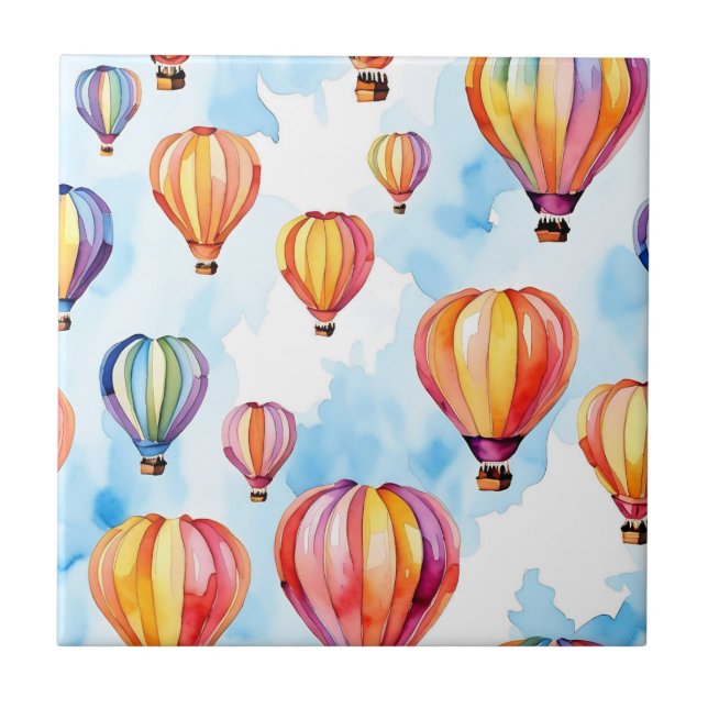 Colorful Hot Air Balloons Ceramic Tile (Front)