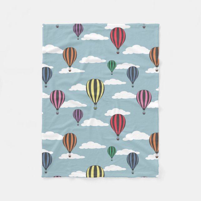 Colorful hot air balloons fleece blanket (Front)