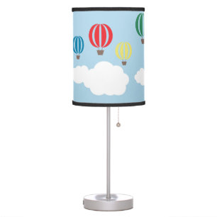 Colorful Hot Air Balloons Flying Above The Clouds Table Lamp