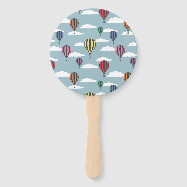 Colorful hot air balloons hand fan (Front)
