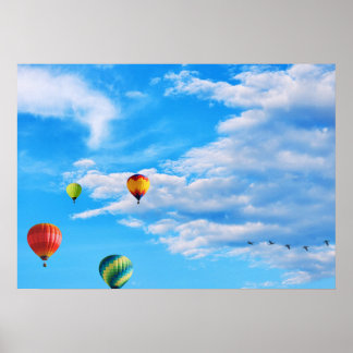 Colorful Hot Air Balloons in the Sky Poster