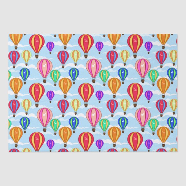 Colorful Hot Air Balloons In The Sky Tissue Paper (Front)