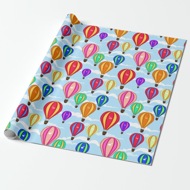 Colorful Hot Air Balloons In The Sky Wrapping Paper (Unrolled)