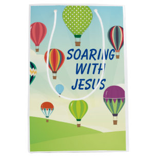 Colorful hot air balloons kids celebration medium gift bag