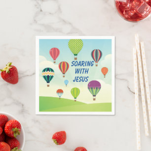 Colorful hot air balloons kids party napkins