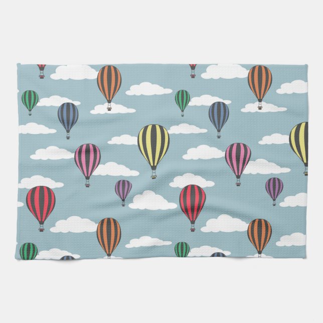 Colorful hot air balloons kitchen towel (Horizontal)