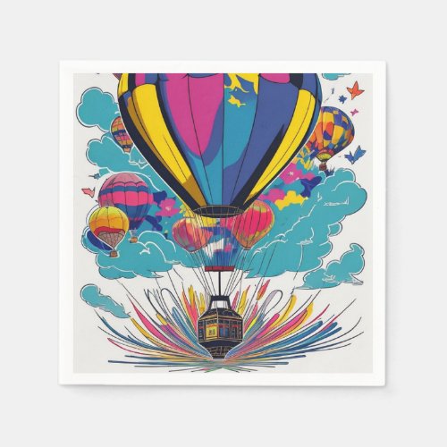 Colorful Hot Air Balloons  Napkins